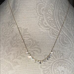 NEW 14K solid yellow gold Elegant Gold Necklace with Crystal Clear Accents